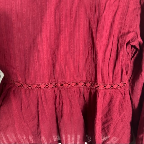 Altrd State Maroon Cotton Long Sleeve Blouse Peasant Top NEW NWT - Picture 9 of 11